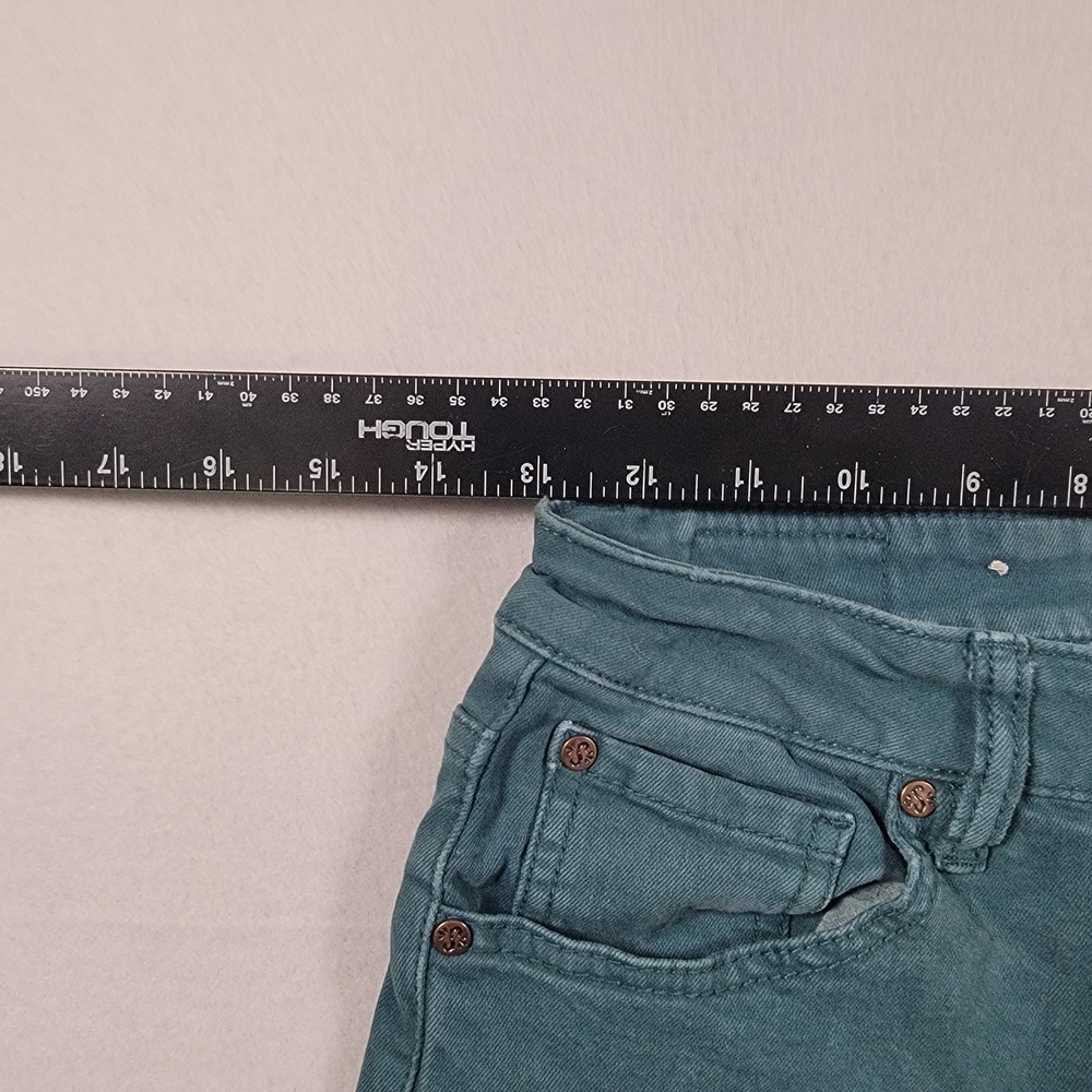 Shyanne Extreme Flare Jeans Womens 29 Teal Green Solid High Rise Cotton Stretch - Picture 6 of 12